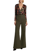 Pilar Cotton Boucle Wide-Leg Pants