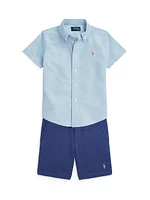 Little Boy's & Short-Sleeve Button-Up Shirt