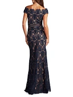 Corded Lace Off-The-Shoulder Gown