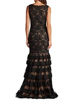 Corded Lace Sleeveless Mermaid Gown