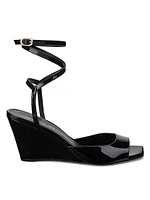 Tia 83MM Patent Leather Wrap Wedge Sandals