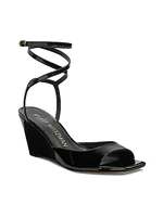 Tia 83MM Patent Leather Wrap Wedge Sandals