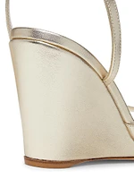 Tia 85MM Metallic Leather Ankle-Wrap Wedge Sandals