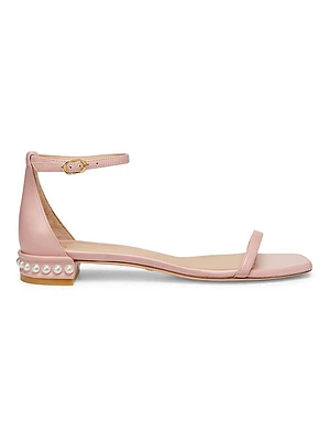 Nudistcurve Pearl-Embellished Leather Sandals