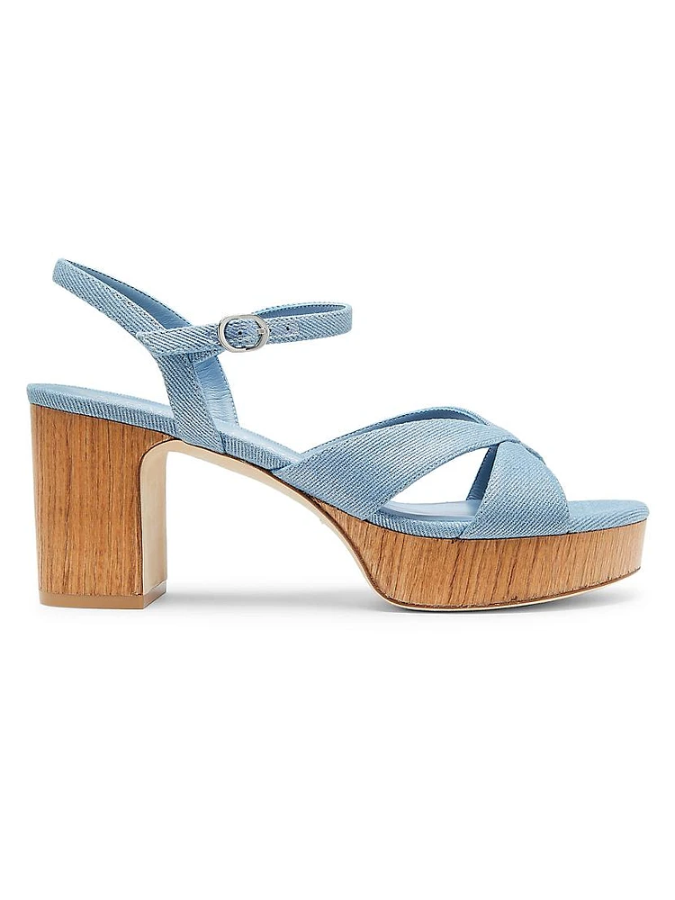 Carmen Metallic Denim Platform Sandals