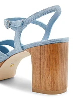 Carmen Metallic Denim Platform Sandals