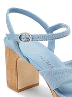 Carmen Metallic Denim Platform Sandals