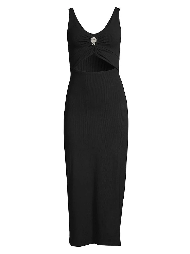 Camille Cut-Out Rib-Knit Midi-Dress