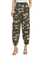 Camouflage Washed Cotton Twill Cargo Joggers