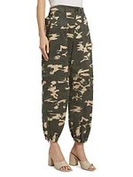 Camouflage Washed Cotton Twill Cargo Joggers