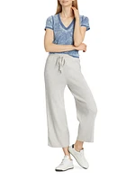 Rib-Knit Wide-Leg Crop Pants