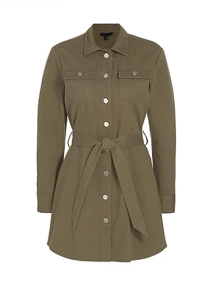 Belted Cotton Twill Shirtdress