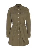 Belted Cotton Twill Shirtdress