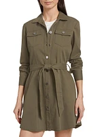 Belted Cotton Twill Shirtdress