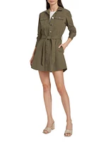 Belted Cotton Twill Shirtdress