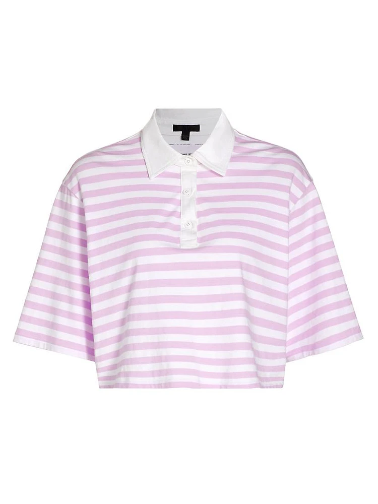 Striped Crop Polo T-Shirt