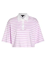 Striped Crop Polo T-Shirt