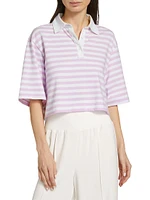 Striped Crop Polo T-Shirt