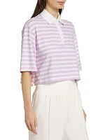 Striped Crop Polo T-Shirt