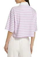 Striped Crop Polo T-Shirt