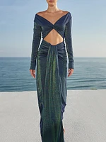 Sarakiniko Fiore Draped Maxi Dress