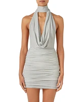 Donna Cowl Halter Shimmer Minidress