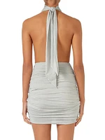 Donna Cowl Halter Shimmer Minidress