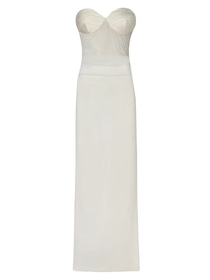 Sarakiniko Cam Embellished Strapless Maxi Dress