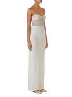 Sarakiniko Cam Embellished Strapless Maxi Dress