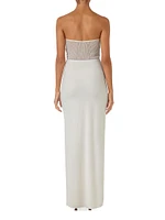 Sarakiniko Cam Embellished Strapless Maxi Dress