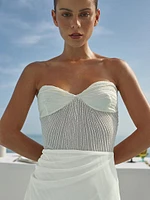 Sarakiniko Cam Embellished Strapless Maxi Dress