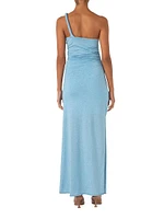 Sarakiniko Celele Metallic One-Shoulder Maxi Dress