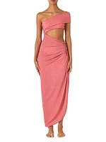 Aury Asymmetric Shimmer Cut-Out Maxi Dress