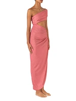 Aury Asymmetric Shimmer Cut-Out Maxi Dress