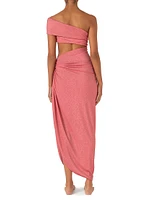 Aury Asymmetric Shimmer Cut-Out Maxi Dress