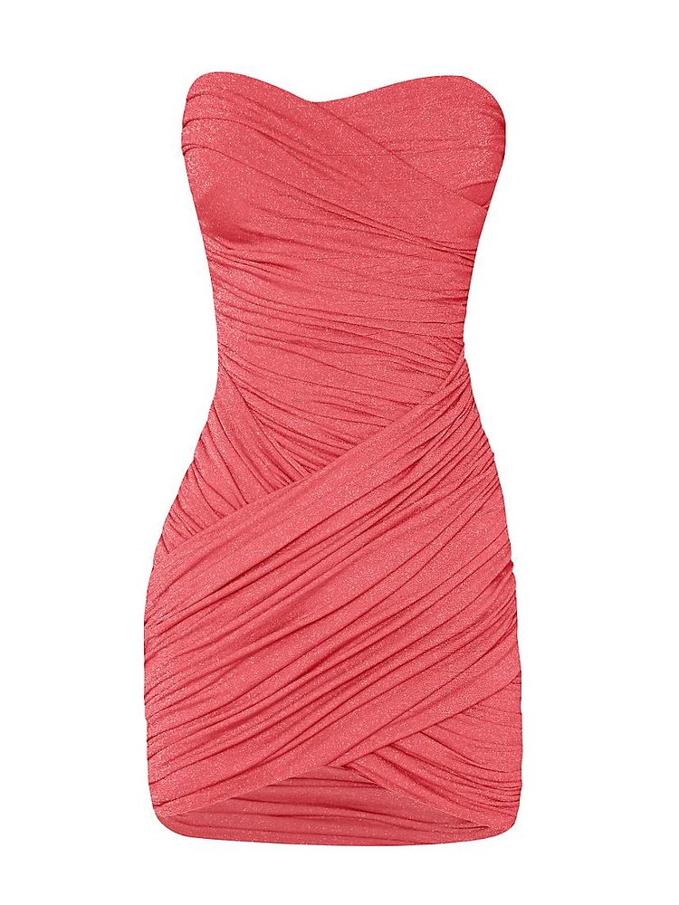 Irene Shimmer Draped Strapless Minidress