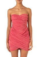 Irene Shimmer Draped Strapless Minidress