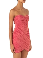 Irene Shimmer Draped Strapless Minidress