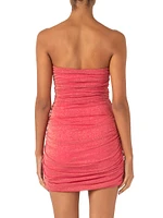 Irene Shimmer Draped Strapless Minidress