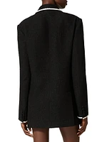 Embroidered Light Wool Tweed Blazer