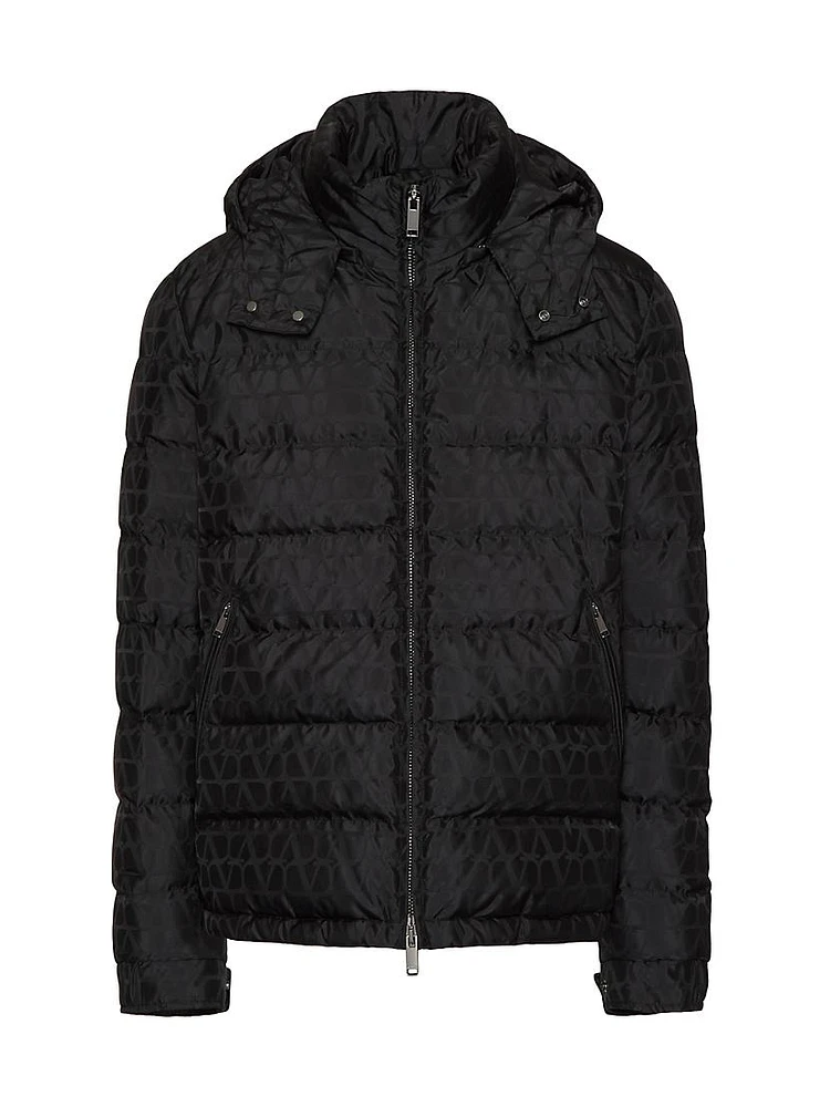 Nylon Down Jacket With Toile Iconographe Pattern