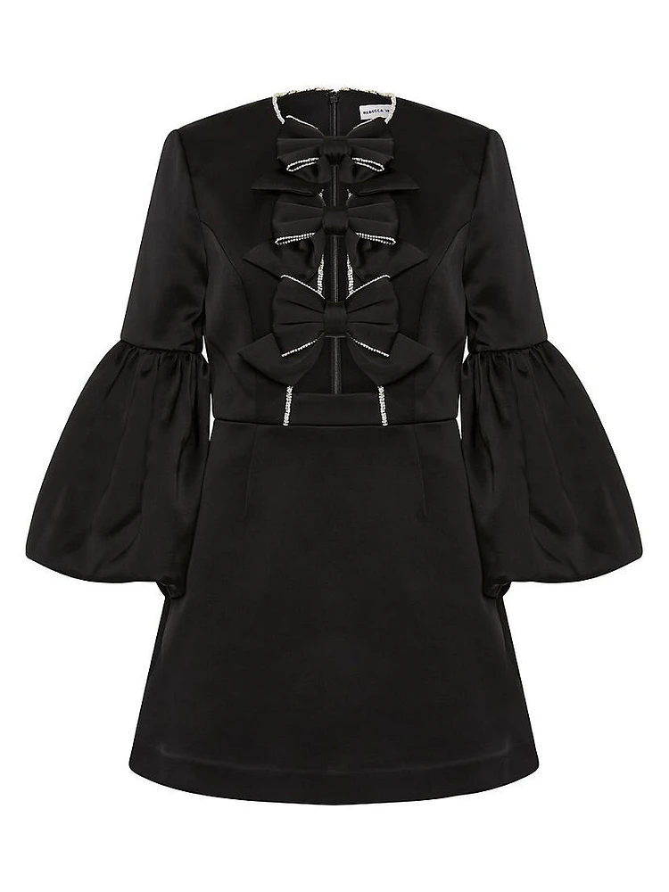 Augustine Puff-Sleeve Bow Minidress