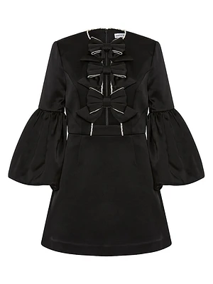 Augustine Puff-Sleeve Bow Minidress