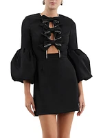 Augustine Puff-Sleeve Bow Minidress