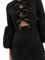 Augustine Puff-Sleeve Bow Minidress