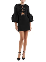 Augustine Puff-Sleeve Bow Minidress