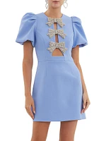 Juliana Puff-Sleeve Bow Minidress