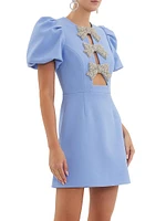 Juliana Puff-Sleeve Bow Minidress