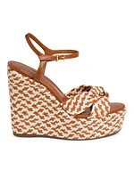 Cass 101MM Geometric Woven Leather Wedge Sandals