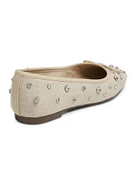 Arissa Shine Embellished Canvas Ballet Flats